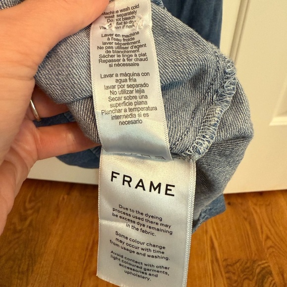 FRAME Ruffle Denim Sleeveless Top in Joanie Size XS - Picture 5 of 10